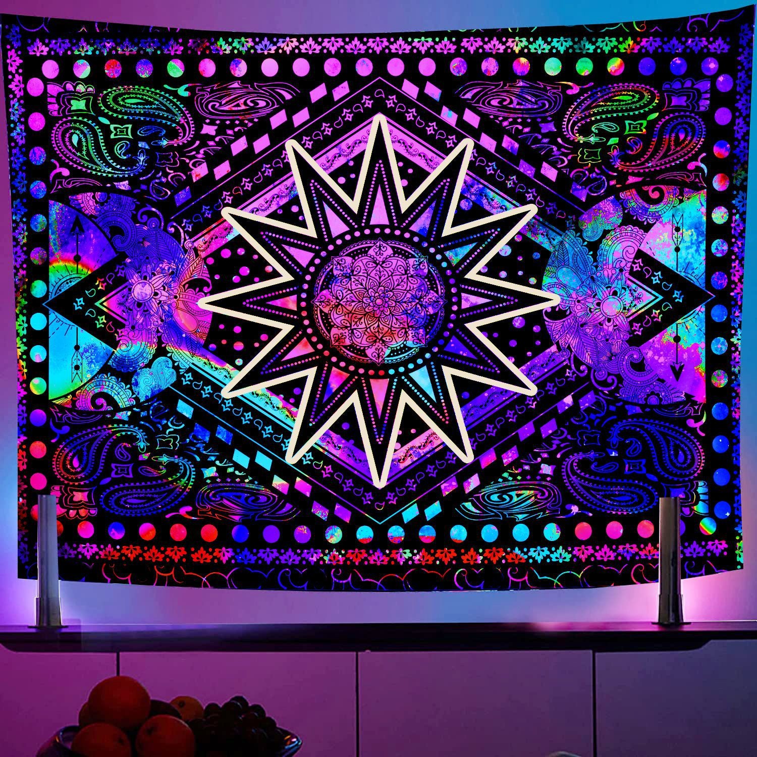 Wholesale Polyester Wall Violet Decoration Fabric Hanging Cloth Tapestry Room Backdrop Fabric